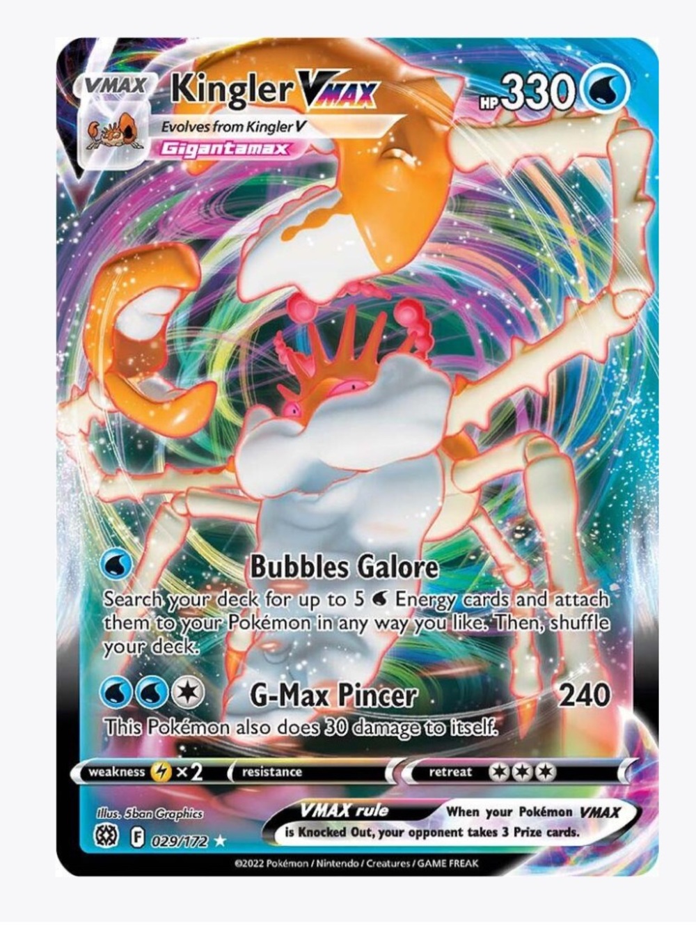 Kingler VMAX SWSH09: Brilliant Stars Pokemon Trading Card